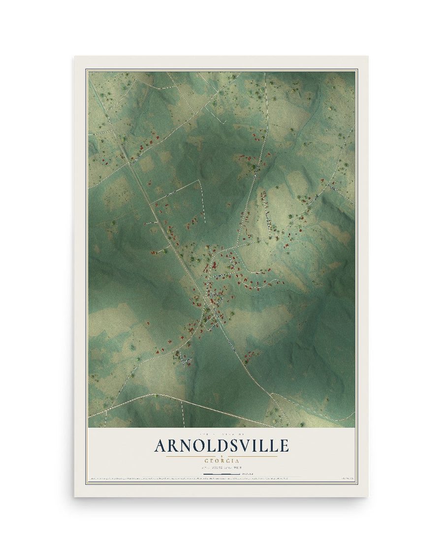 Arnoldsville, Georgia map print, 12 x 18 in, print only
