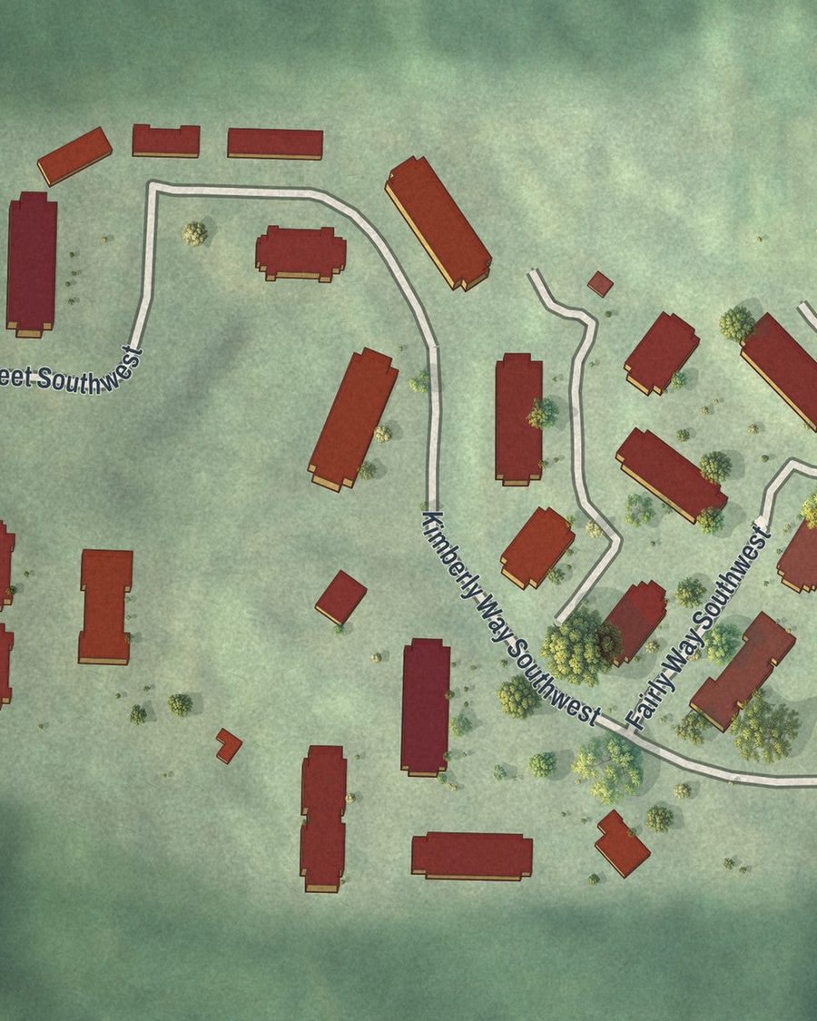 Close-up of Ashley Courts streets on the map