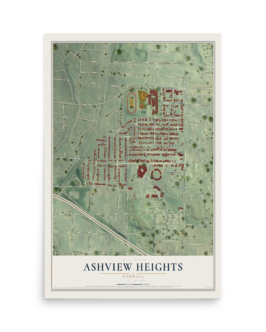 Ashview Heights, Georgia map print, 12 x 18 in, print only