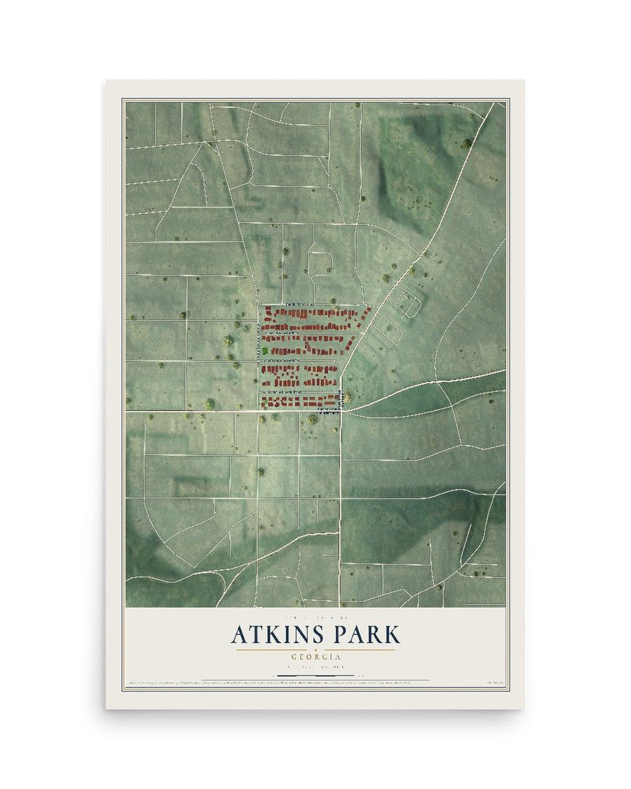 Atkins Park, Georgia map print, 12 x 18 in, print only