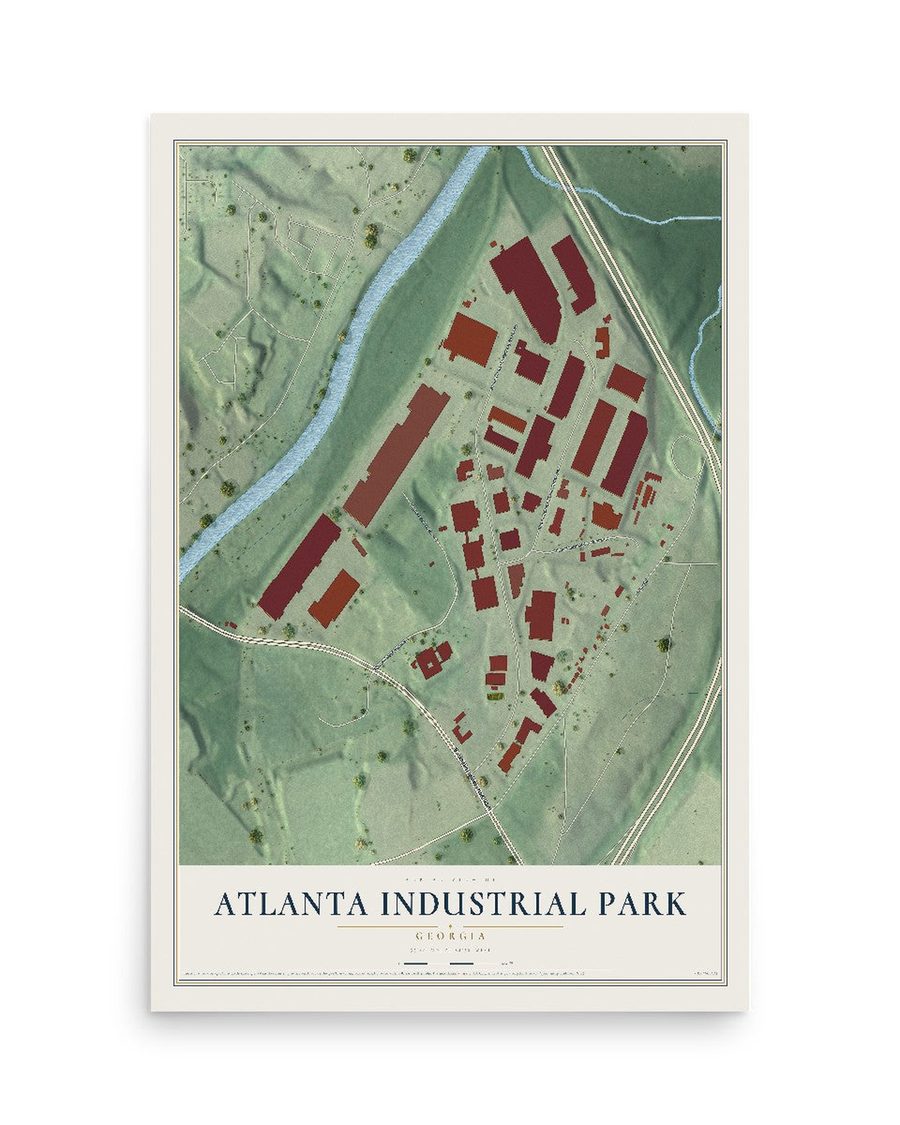 Atlanta Industrial Park, Georgia map print, 12 x 18 in, print only