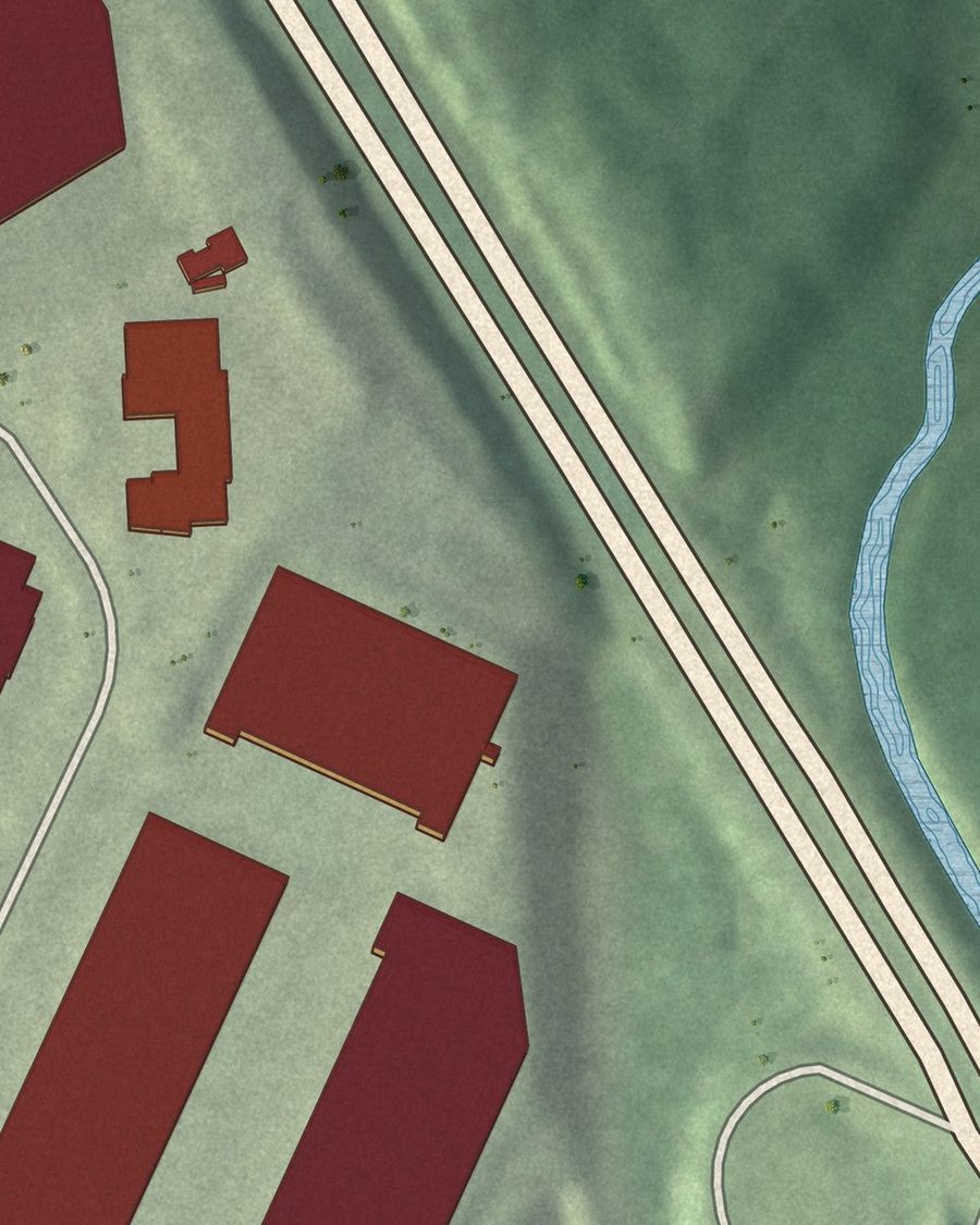 Close-up of Atlanta Industrial Park streets on the map