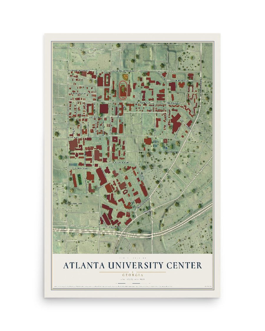 Atlanta University Center, Georgia map print, 12 x 18 in, print only
