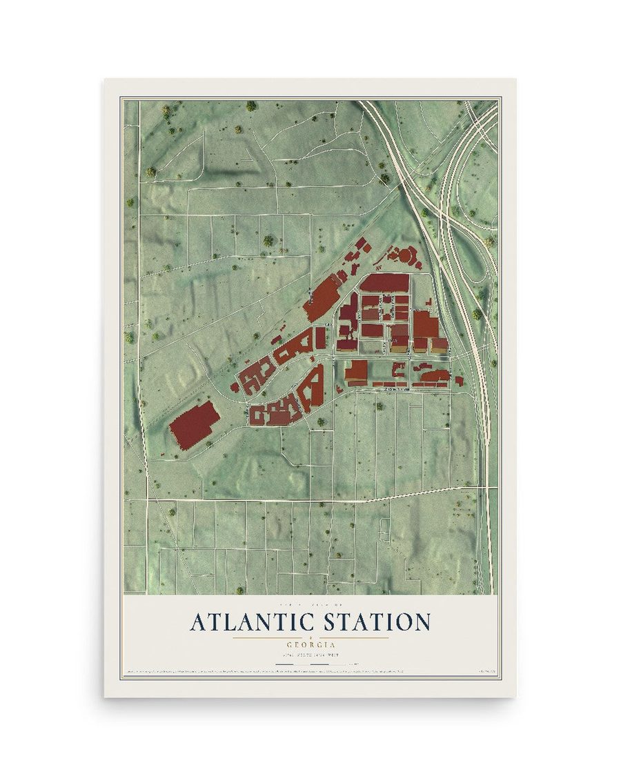 Atlantic Station, Georgia map print, 12 x 18 in, print only