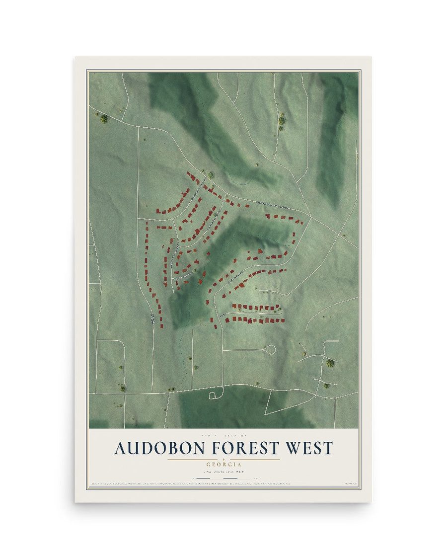 Audobon Forest West, Georgia map print, 12 x 18 in, print only