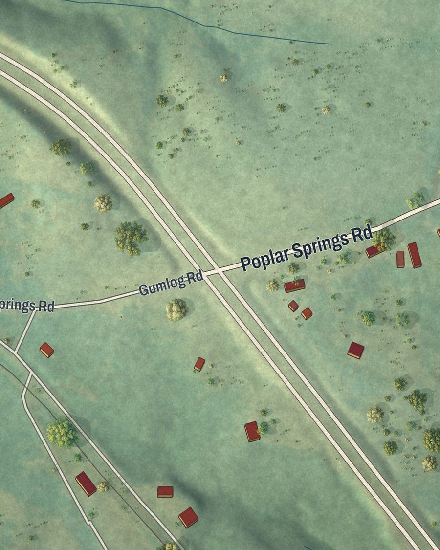 Close-up of Avalon streets on the map