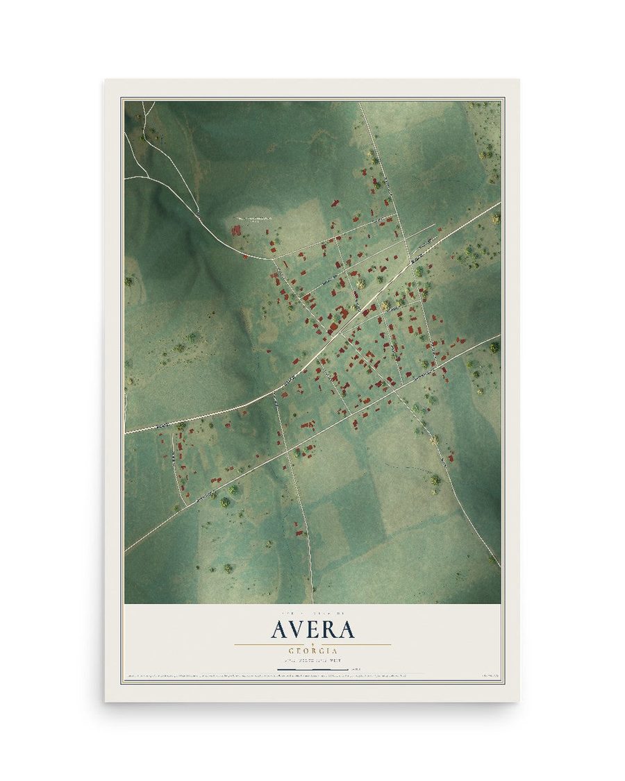 Avera, Georgia map print, 12 x 18 in, print only