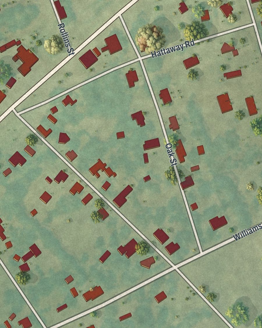 Close-up of Avera streets on the map
