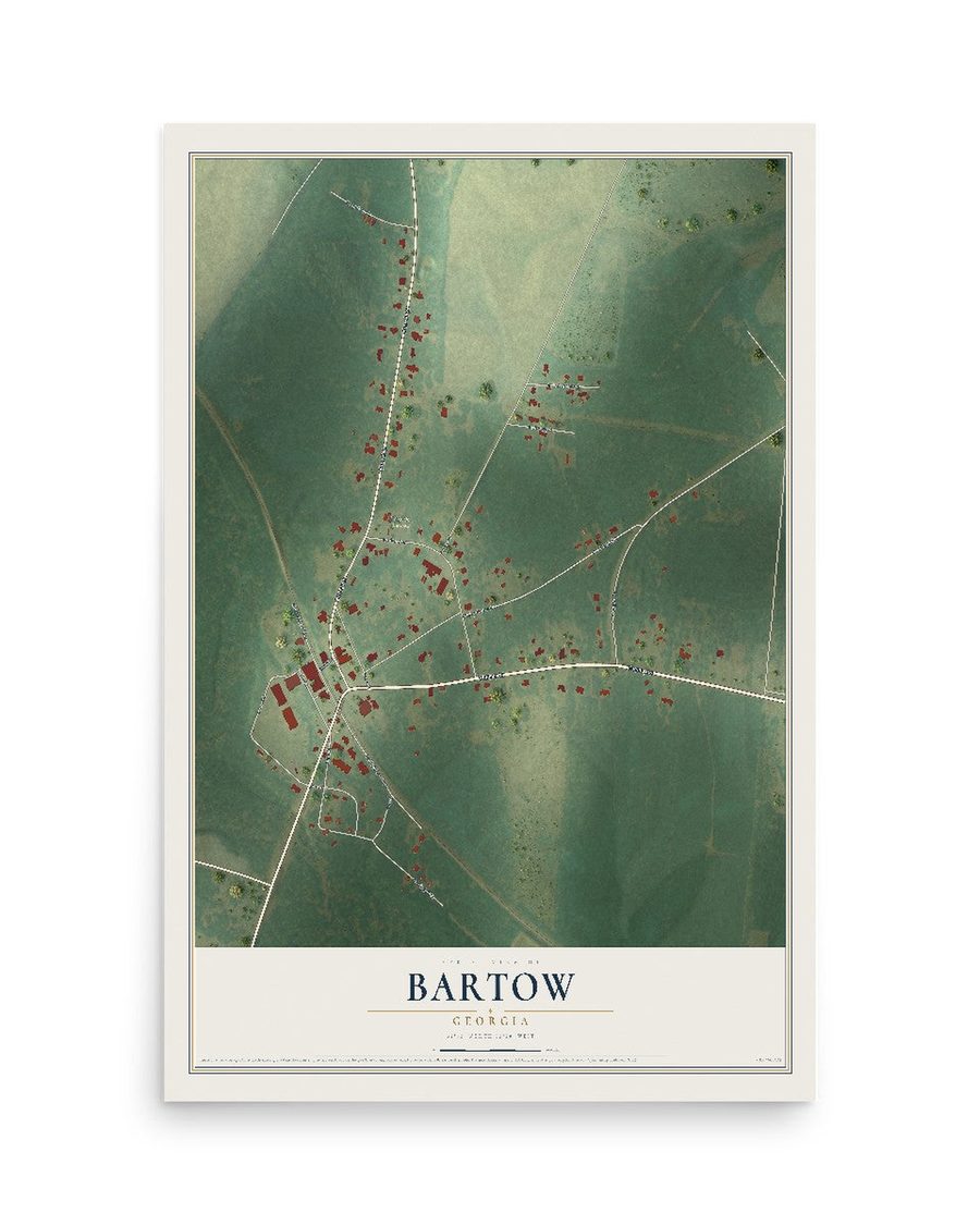 Bartow, Georgia map print, 12 x 18 in, print only