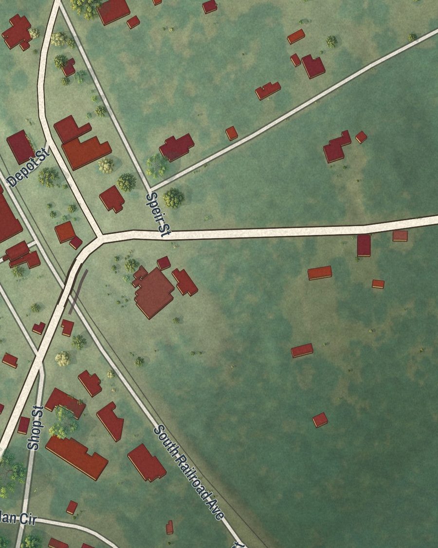 Close-up of Bartow streets on the map