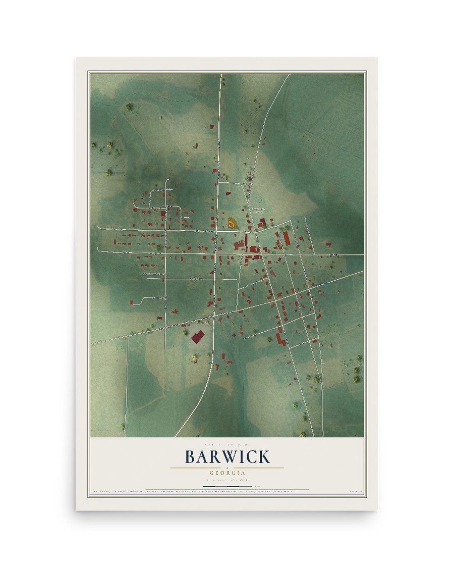 Barwick, Georgia map print, 12 x 18 in, print only