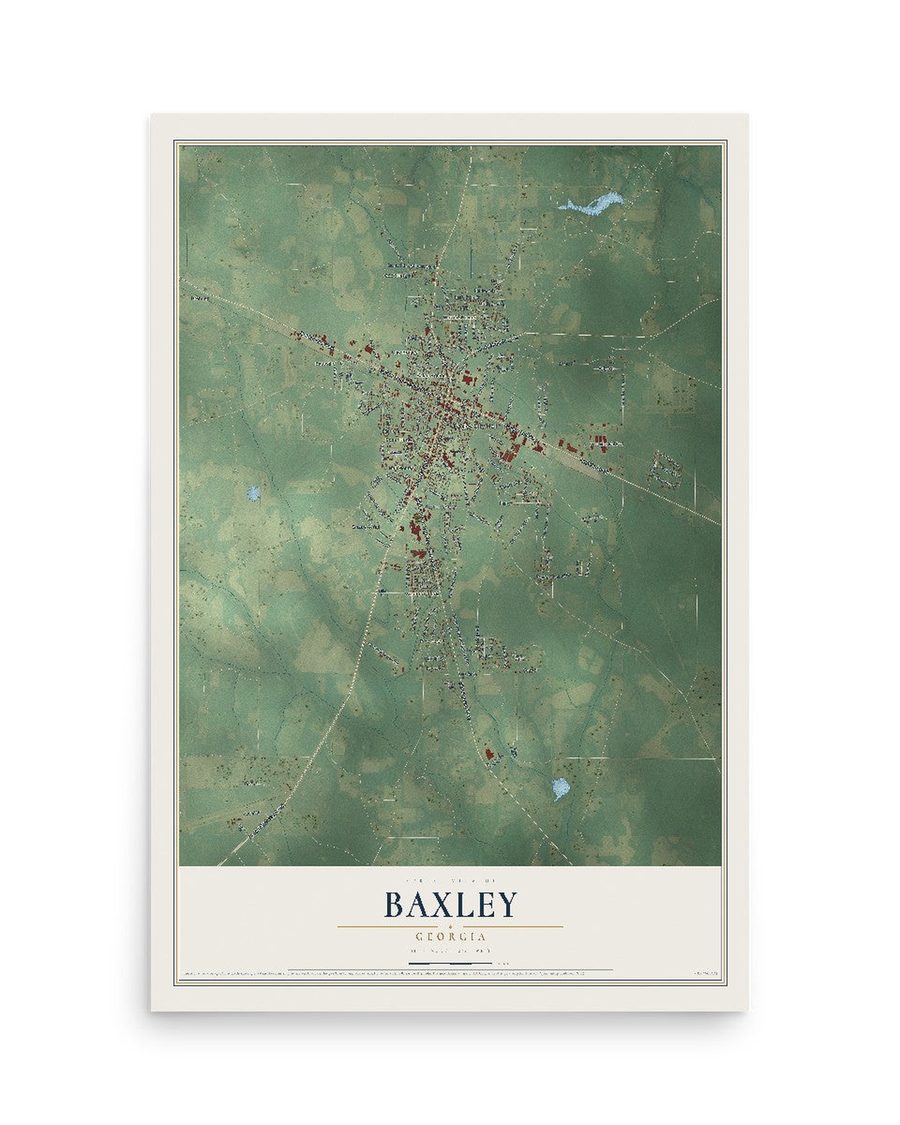 Baxley, Georgia map print, 12 x 18 in, print only
