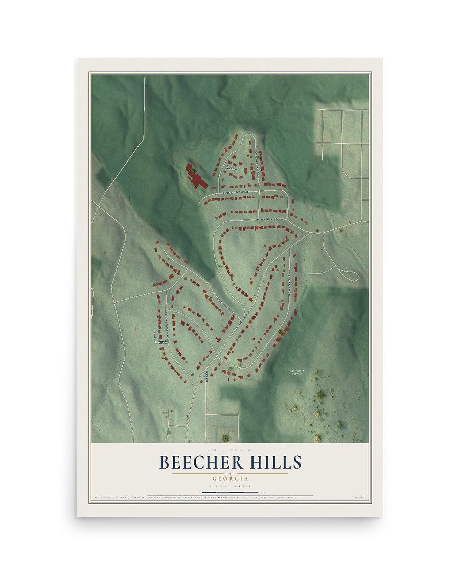 Beecher Hills, Georgia map print, 12 x 18 in, print only