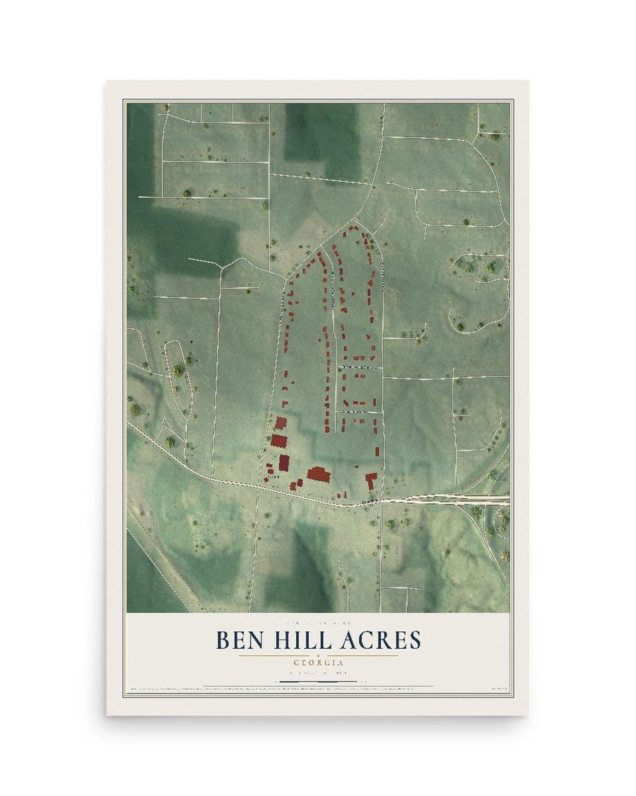 Ben Hill Acres, Georgia map print, 12 x 18 in, print only