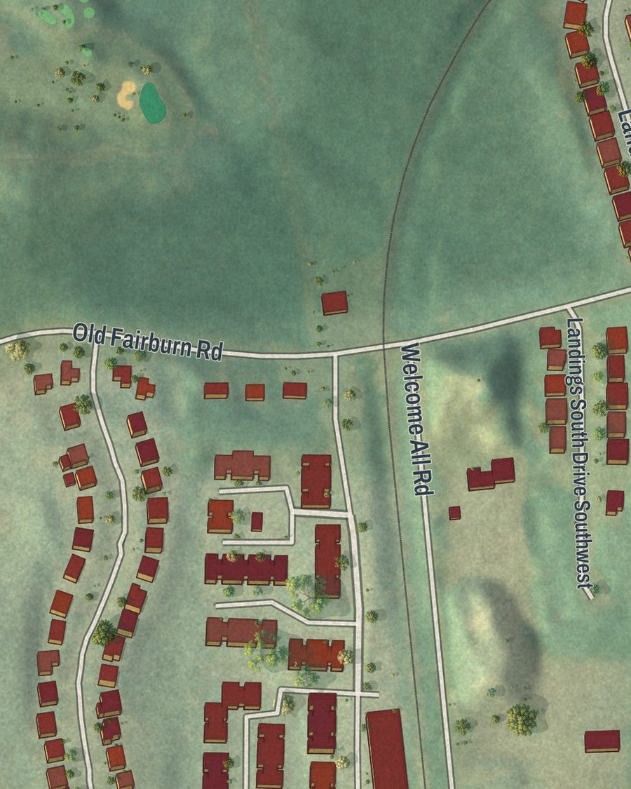 Close-up of Ben Hill streets on the map