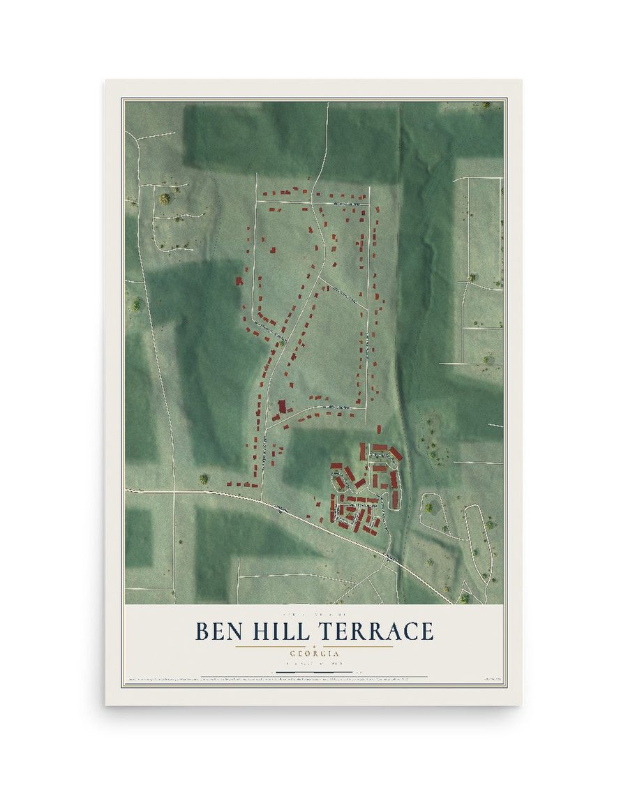 Ben Hill Terrace, Georgia map print, 12 x 18 in, print only