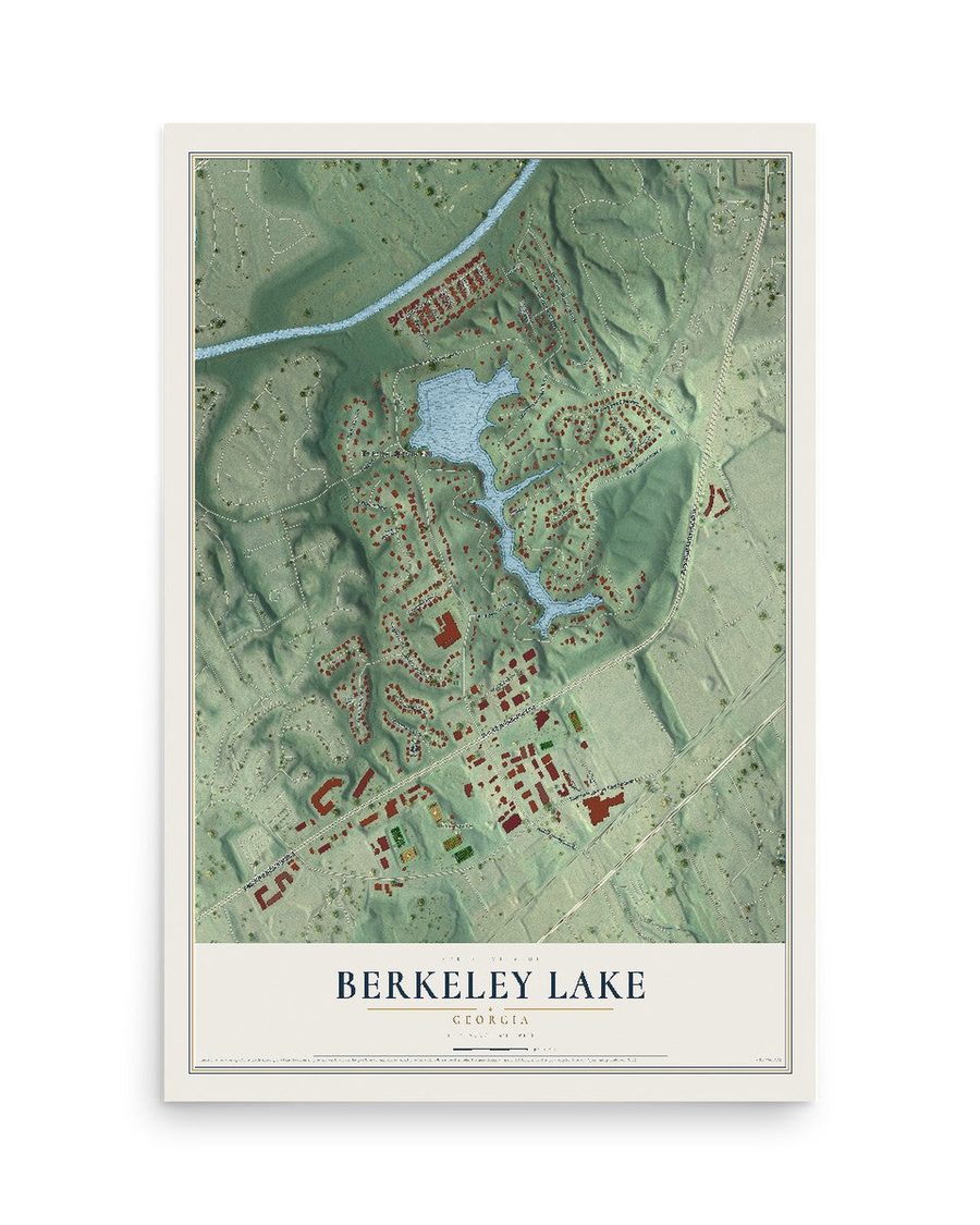 Berkeley Lake, Georgia map print, 12 x 18 in, print only