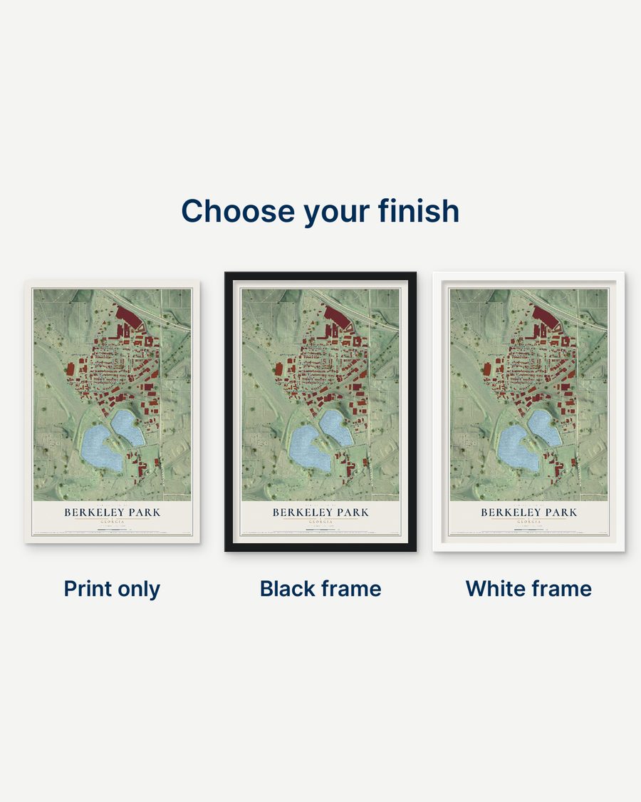 The Berkeley Park, Georgia map as a print only, in a black frame and in a white frame