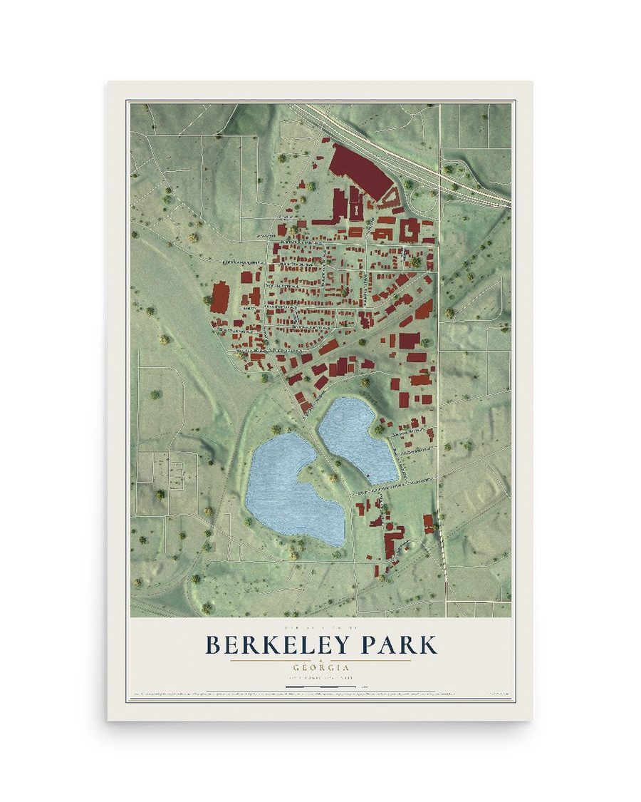 Berkeley Park, Georgia map print, 12 x 18 in, print only