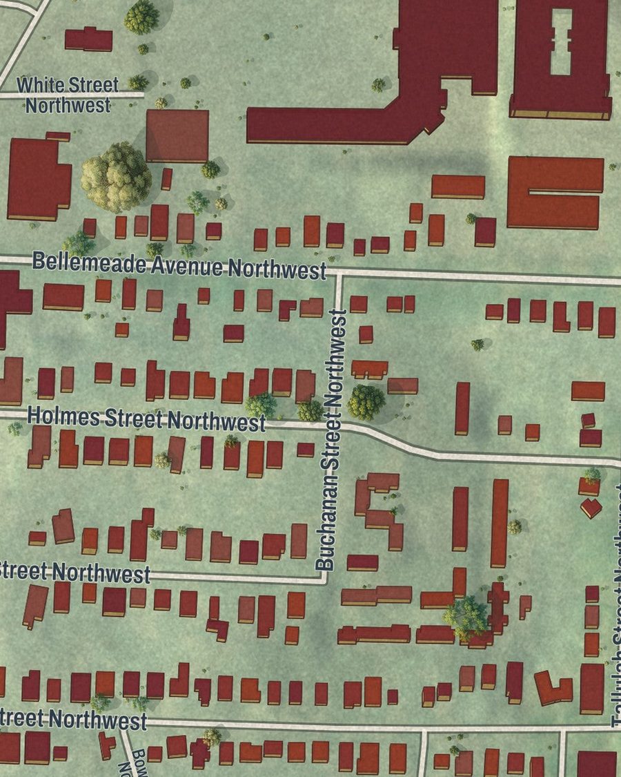 Close-up of Berkeley Park streets on the map