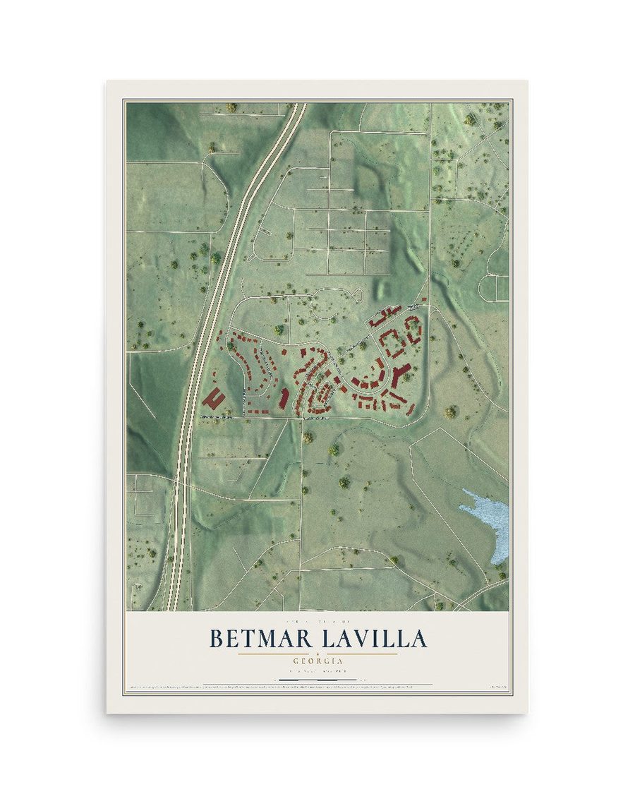 Betmar LaVilla, Georgia map print, 12 x 18 in, print only