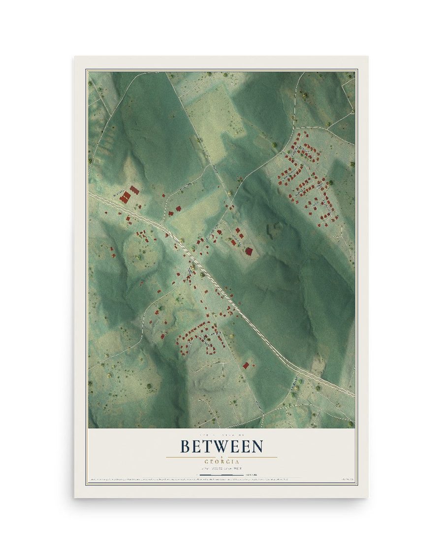 Between, Georgia map print, 12 x 18 in, print only