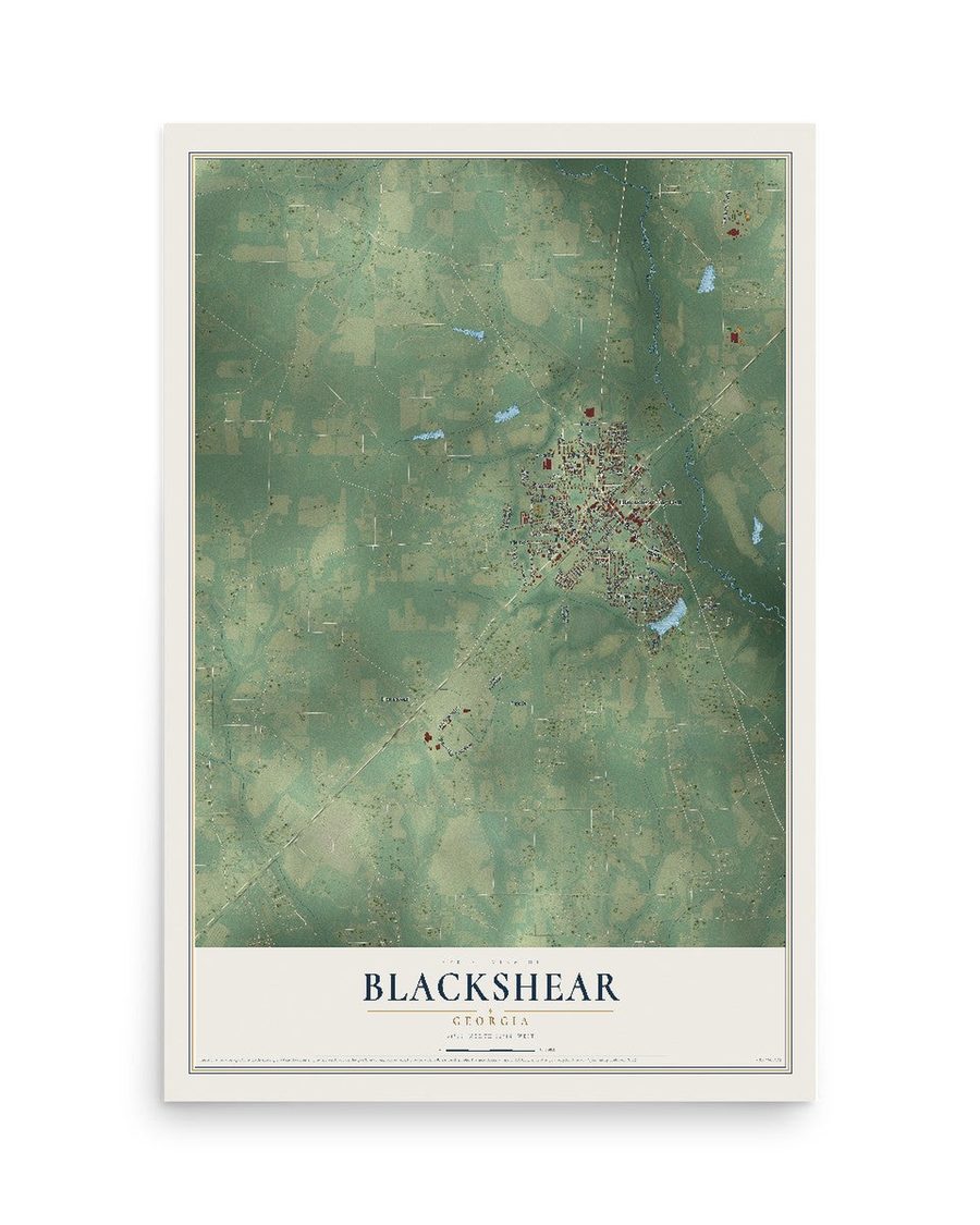 Blackshear, Georgia map print, 12 x 18 in, print only