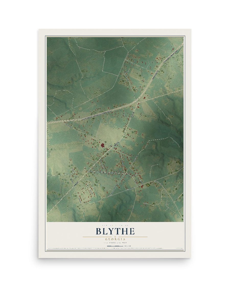 Blythe, Georgia map print, 12 x 18 in, print only