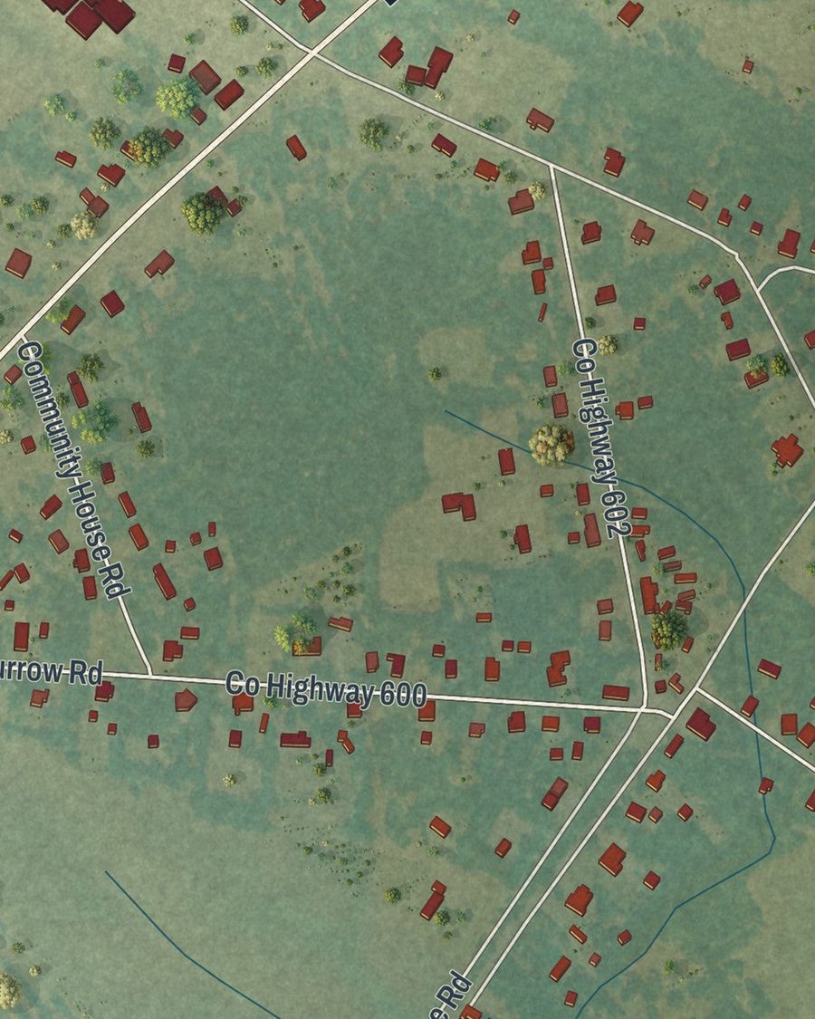 Close-up of Blythe streets on the map