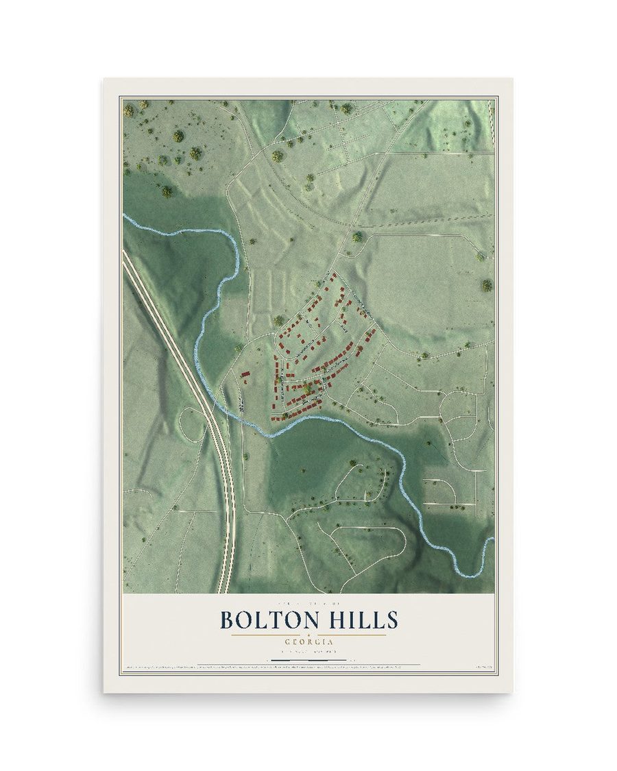 Bolton Hills, Georgia map print, 12 x 18 in, print only