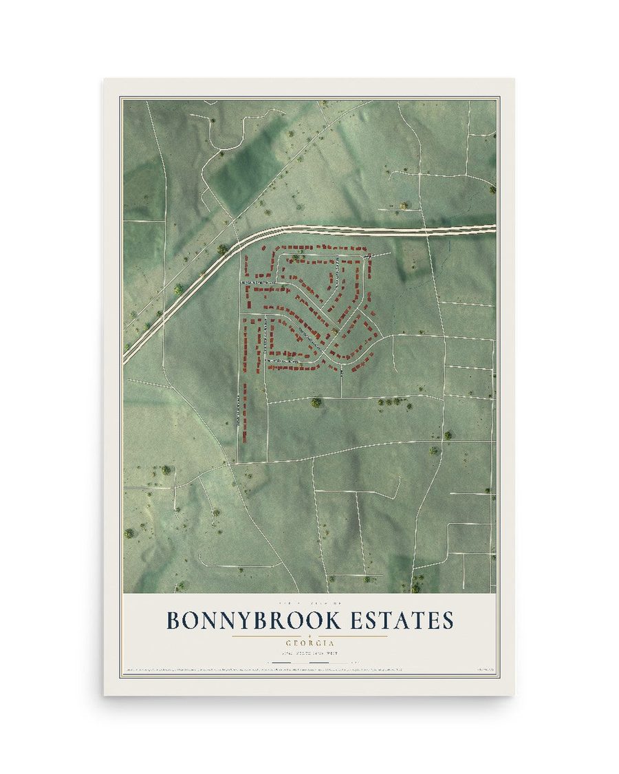 Bonnybrook Estates, Georgia map print, 12 x 18 in, print only