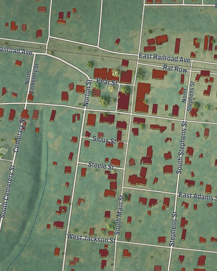 Close-up of Boston streets on the map