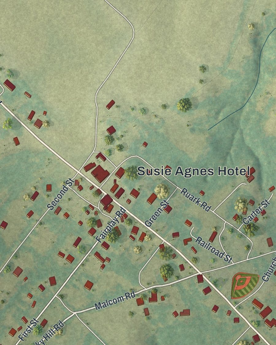 Close-up of Bostwick streets on the map
