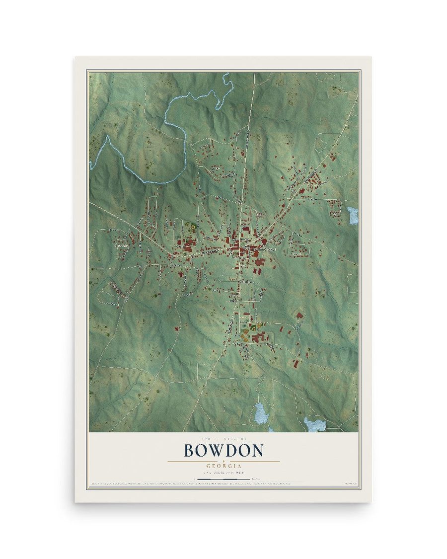 Bowdon, Georgia map print, 12 x 18 in, print only
