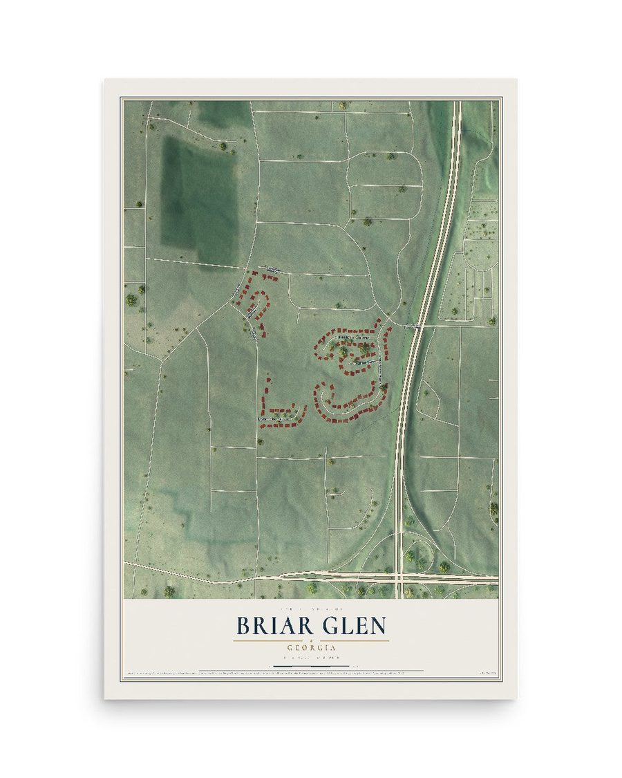 Briar Glen, Georgia map print, 12 x 18 in, print only