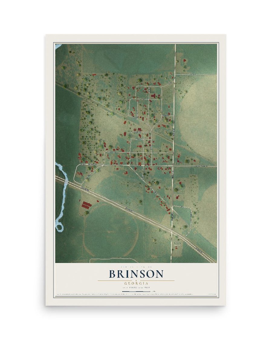 Brinson, Georgia map print, 12 x 18 in, print only