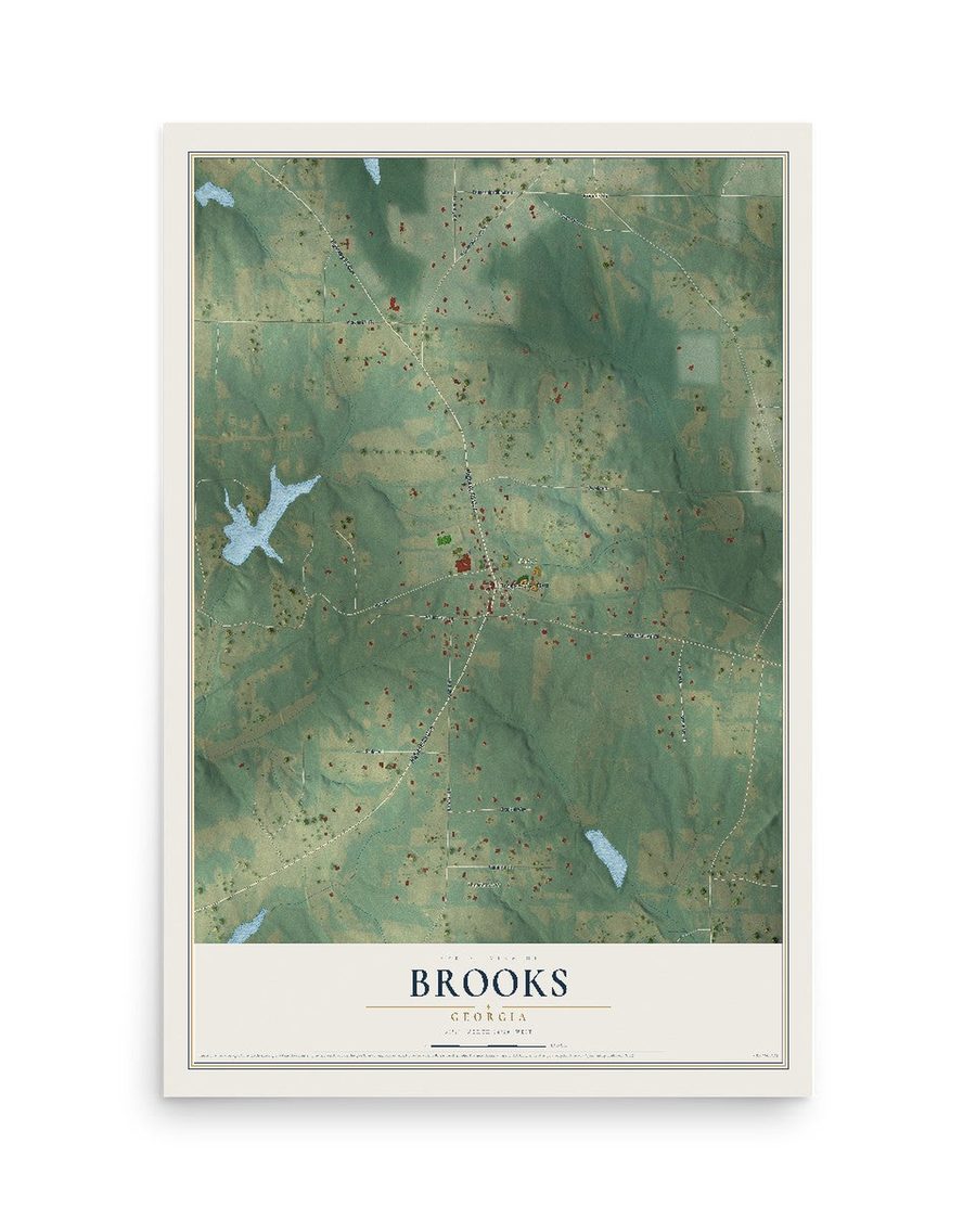 Brooks, Georgia map print, 12 x 18 in, print only