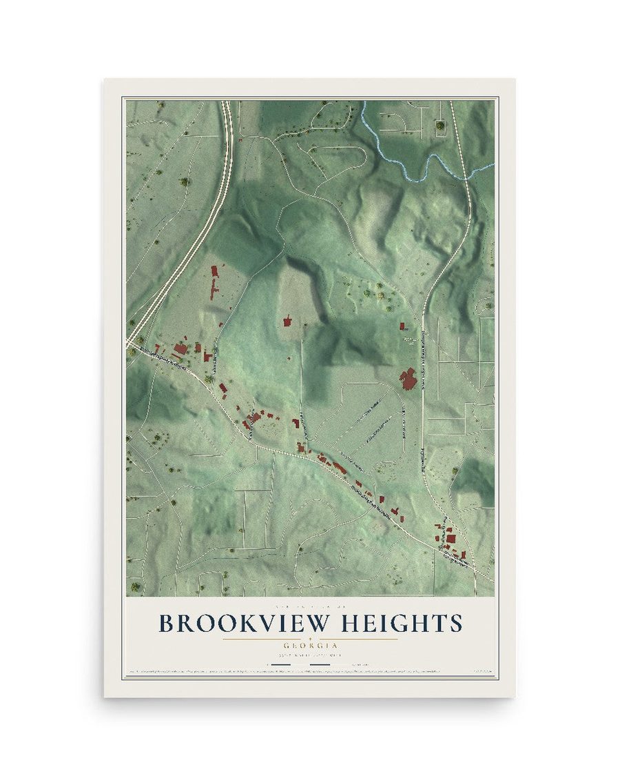 Brookview Heights, Georgia map print, 12 x 18 in, print only