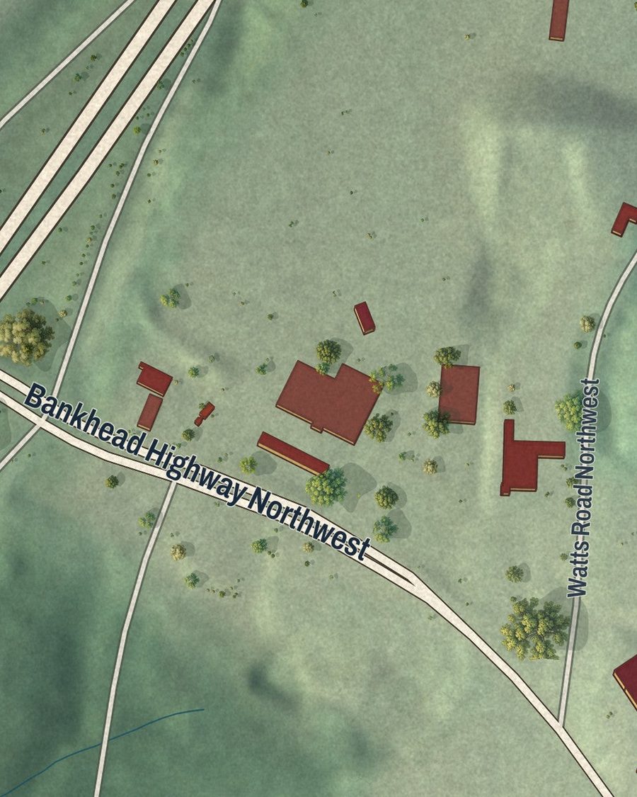Close-up of Brookview Heights streets on the map