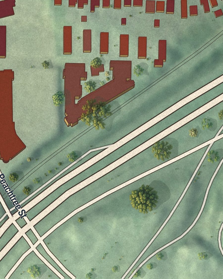 Close-up of Brookwood Hills streets on the map