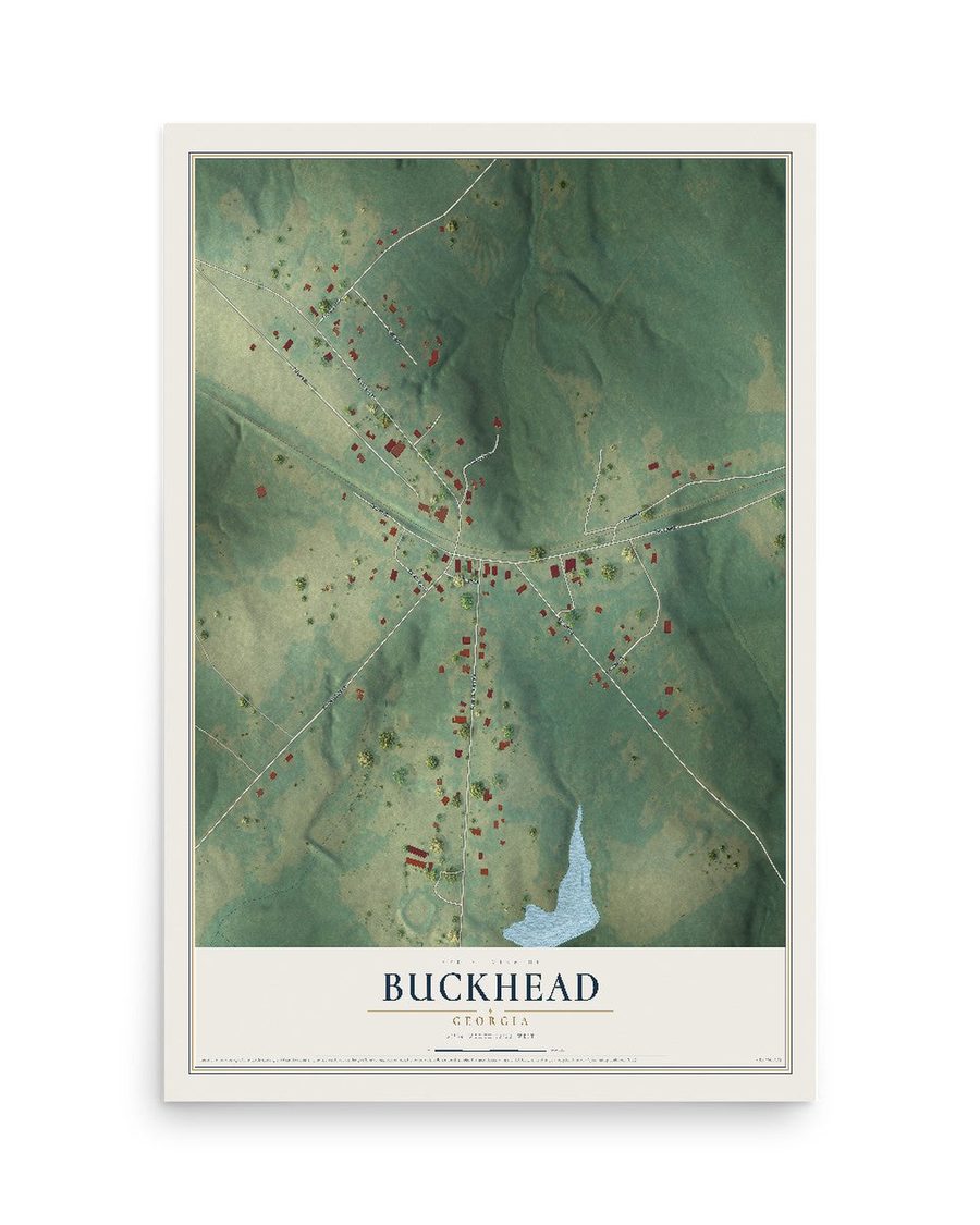 Buckhead, Georgia map print, 12 x 18 in, print only
