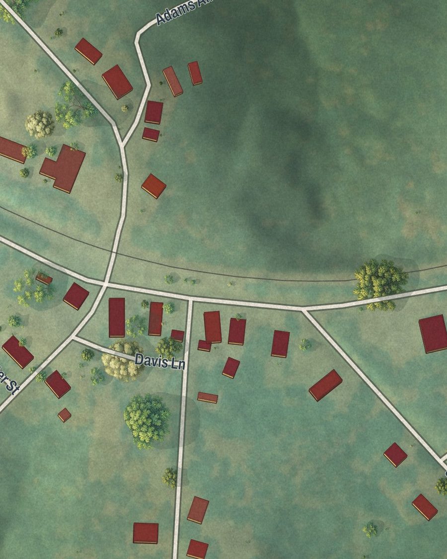 Close-up of Buckhead streets on the map