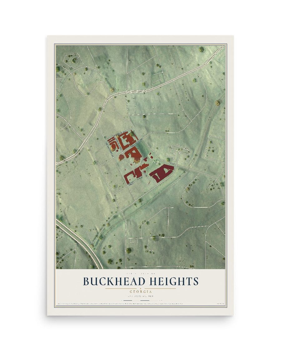 Buckhead Heights, Georgia map print, 12 x 18 in, print only