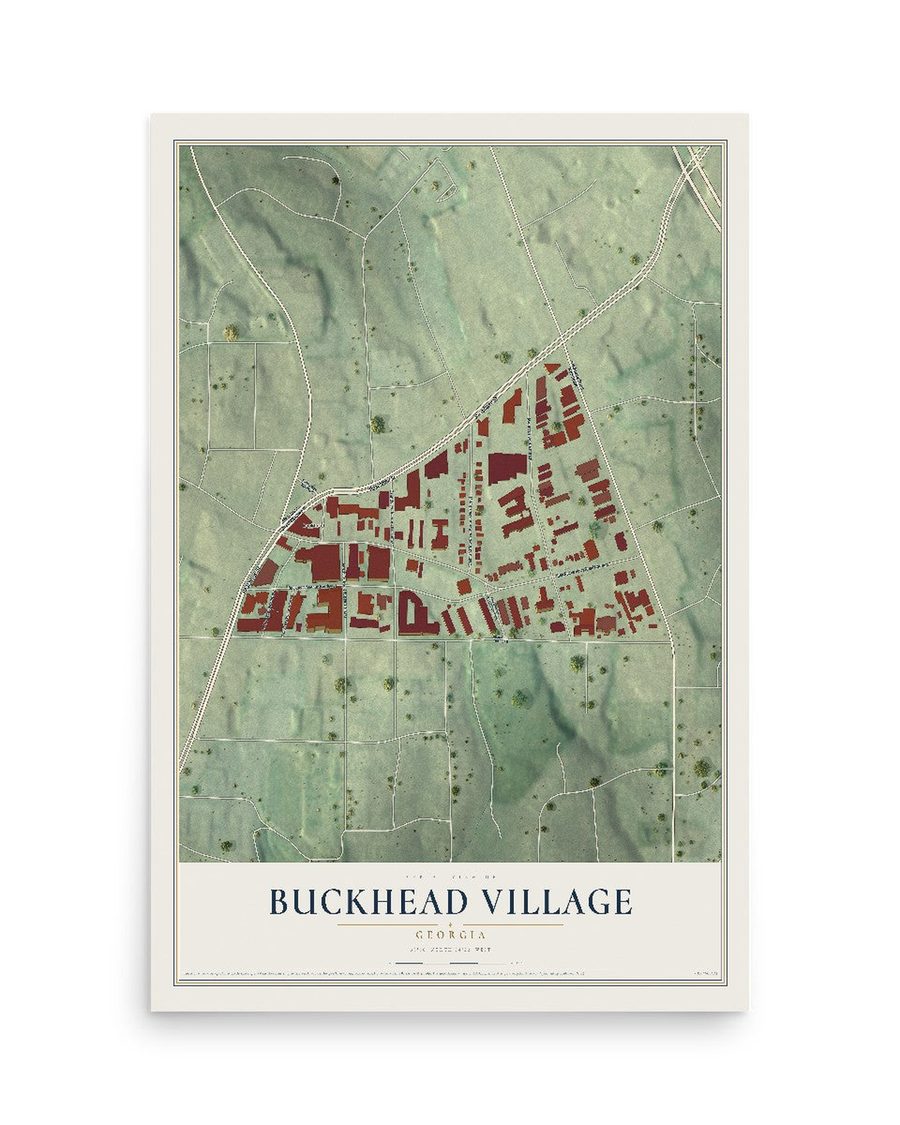 Buckhead Village, Georgia map print, 12 x 18 in, print only