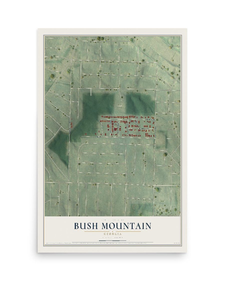 Bush Mountain, Georgia map print, 12 x 18 in, print only