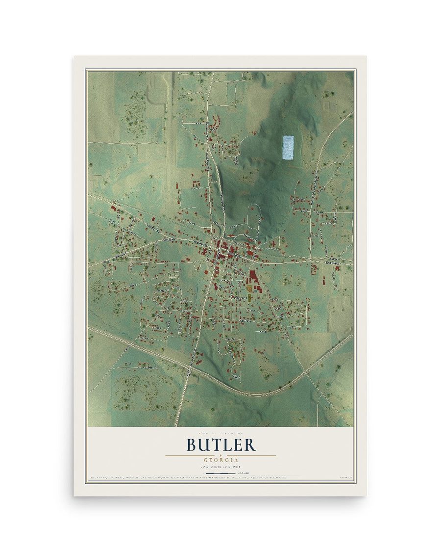 Butler, Georgia map print, 12 x 18 in, print only