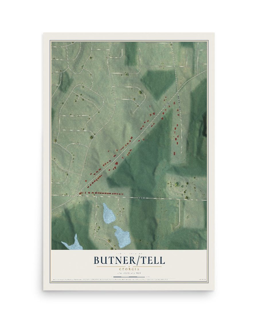 Butner-Tell, Georgia map print, 12 x 18 in, print only