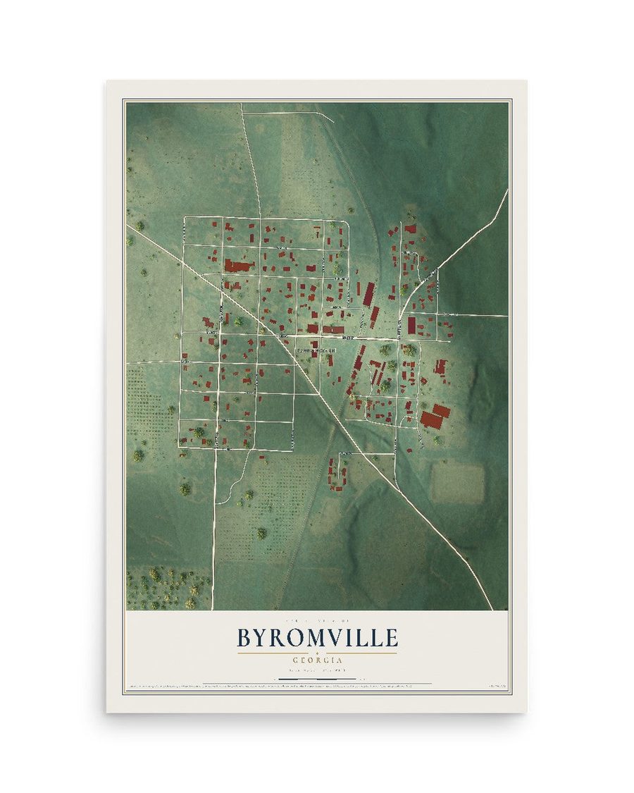 Byromville, Georgia map print, 12 x 18 in, print only