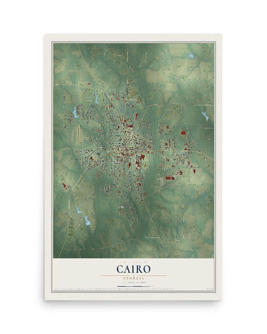 Cairo, Georgia map print, 12 x 18 in, print only