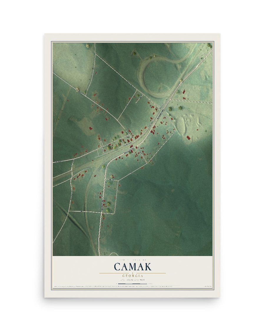 Camak, Georgia map print, 12 x 18 in, print only